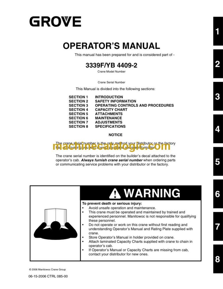 Grove 3339F and YB4409-2 Rough Terrain Crane Operator Manual