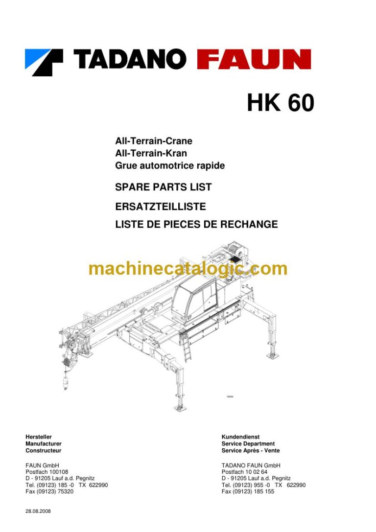 Tadano HK 60 All Terrain Crane Parts Manual