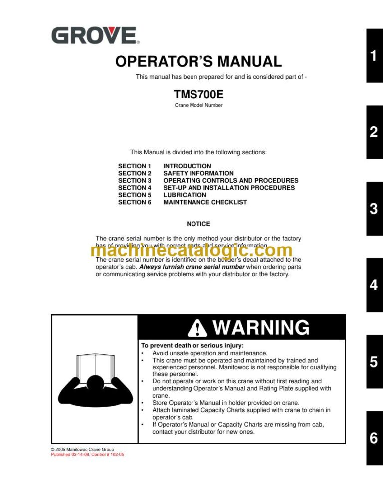 Grove TMS700E Truck Crane Operator Manual
