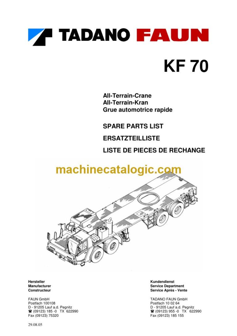Tadano KF 70 Truck Crane Parts Manual