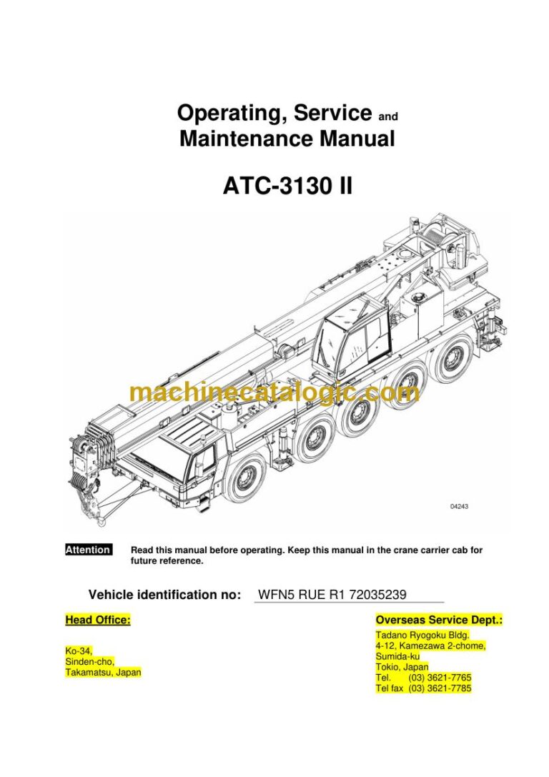Link-Belt ATC-3130 II All Terrain Crane Operator Manual