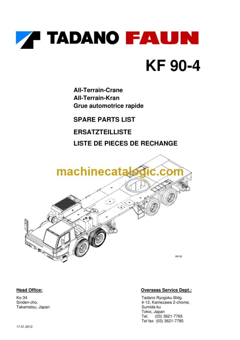 Tadano KF 90-4 Truck Crane Parts Manual