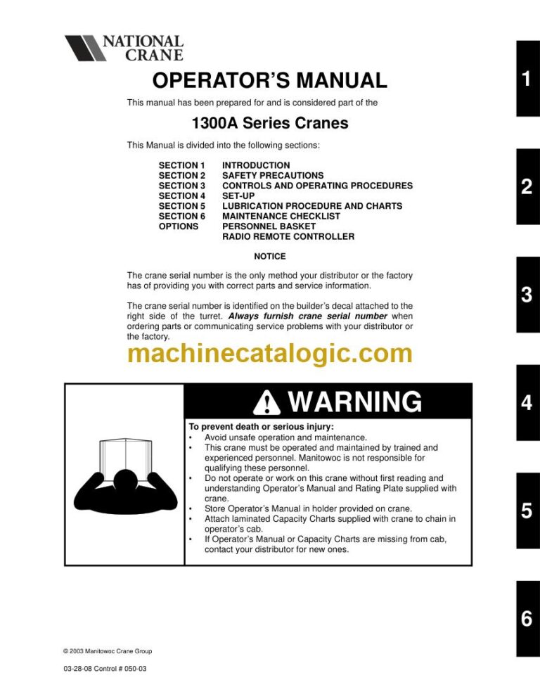 National Crane 1300A Boom Truck Operator Manual