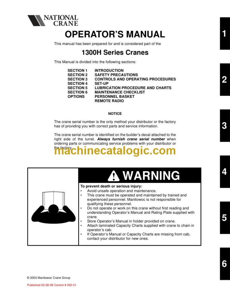 National Crane 1300H Boom Truck Operator Manual