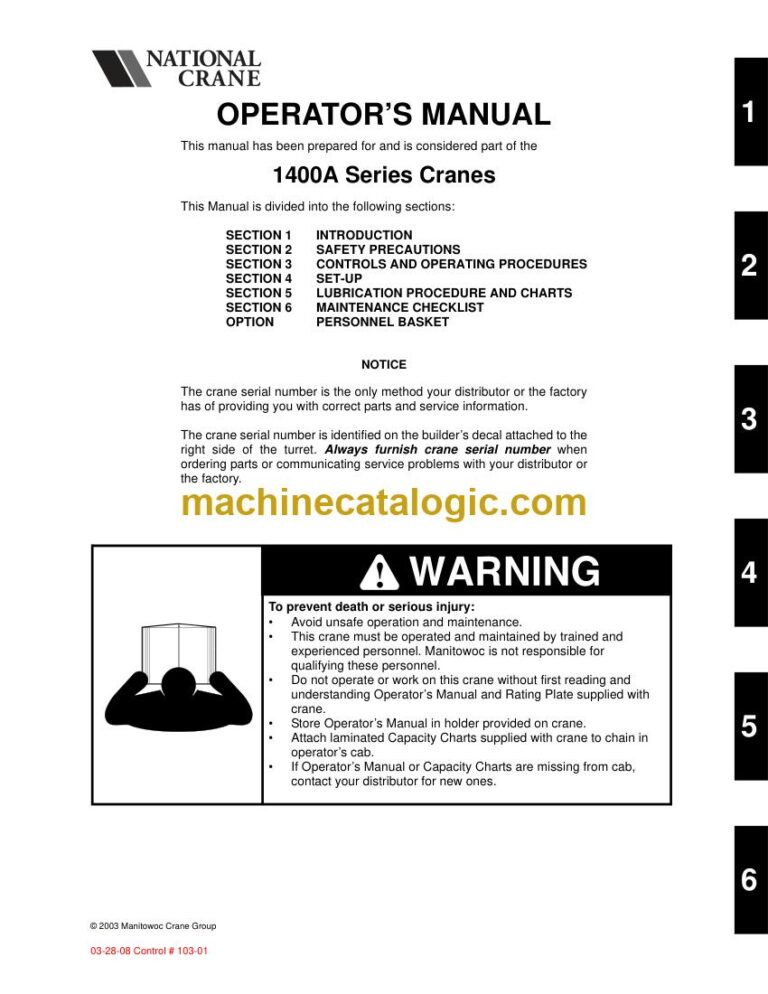National Crane 1400A Boom Truck Operator Manual