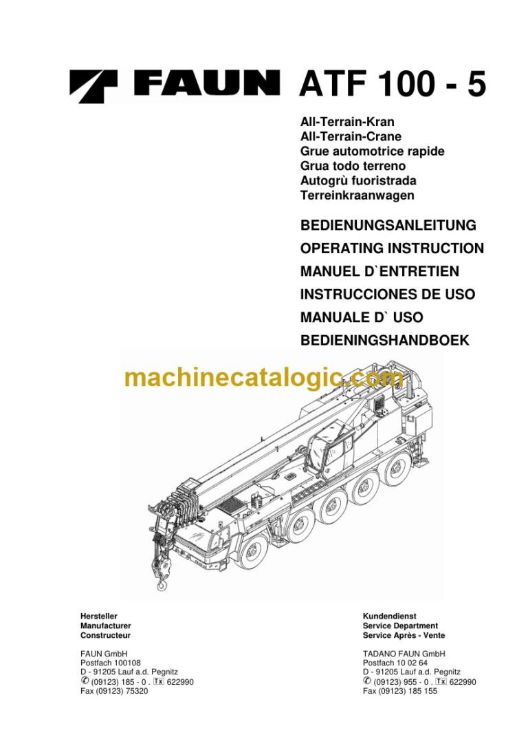 Tadano ATF 100-5 All Terrain Crane Operator Manual