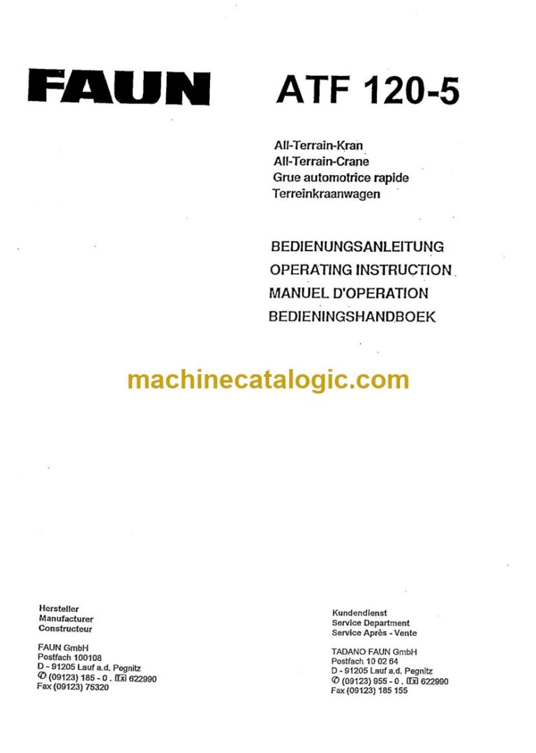 Tadano ATF 120-5 All Terrain Crane Operator Manual