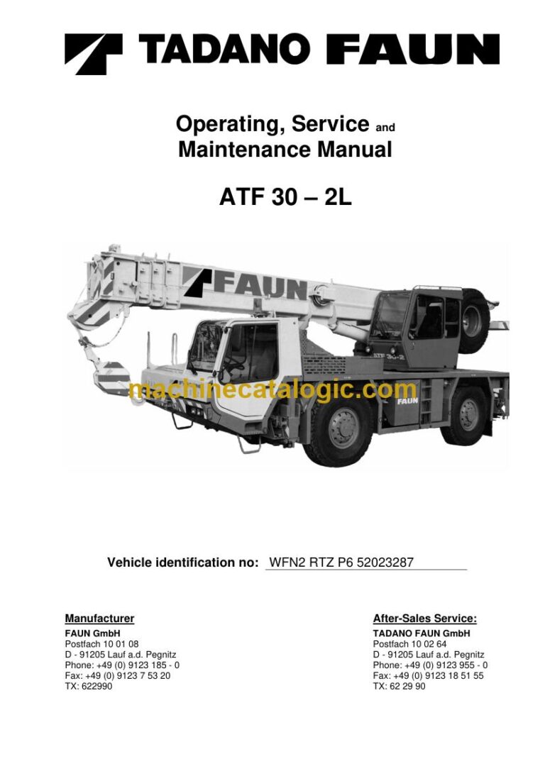 Tadano ATF 30-2L All Terrain Crane Operator Manual