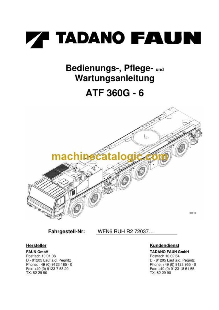 Tadano ATF 360G-6 All Terrain Crane Operator Manual