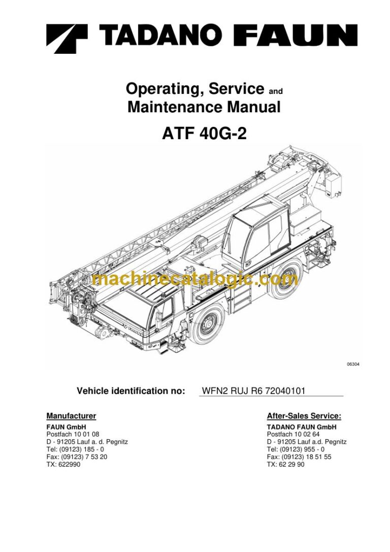 Tadano ATF 40G-2 All Terrain Crane Operator Manual