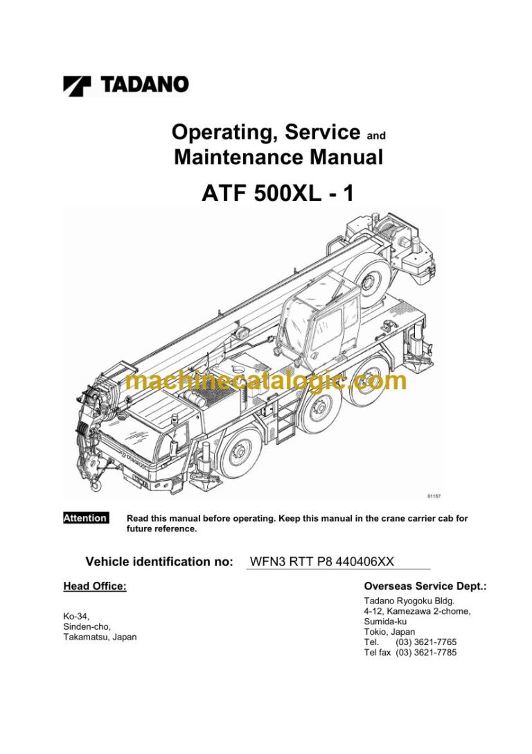 Tadano ATF 500XL-1 All Terrain Crane Operator Manual