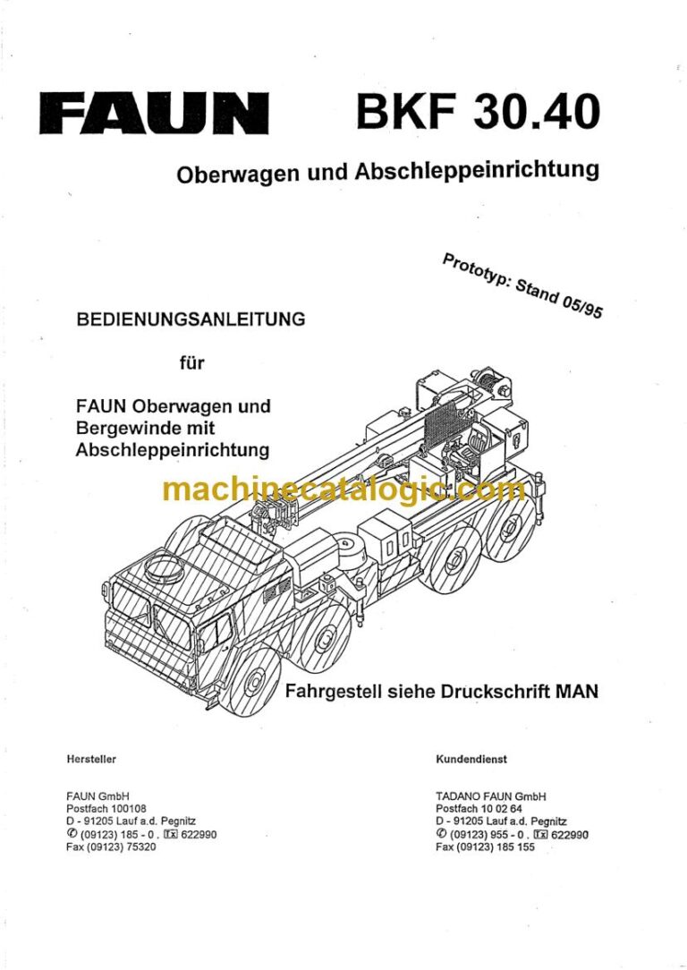Tadano BKF 30.40 8x8 Recovery Crane Operator Manual
