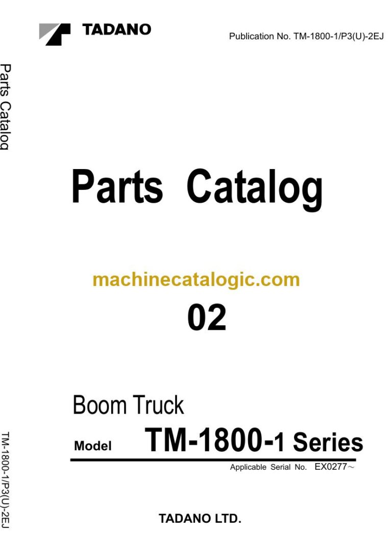 Tadano TM-1800-1 Boom Truck Parts Manual