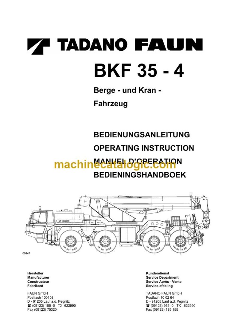 Tadano BKF 35-4 Recovery Crane Operator Manual