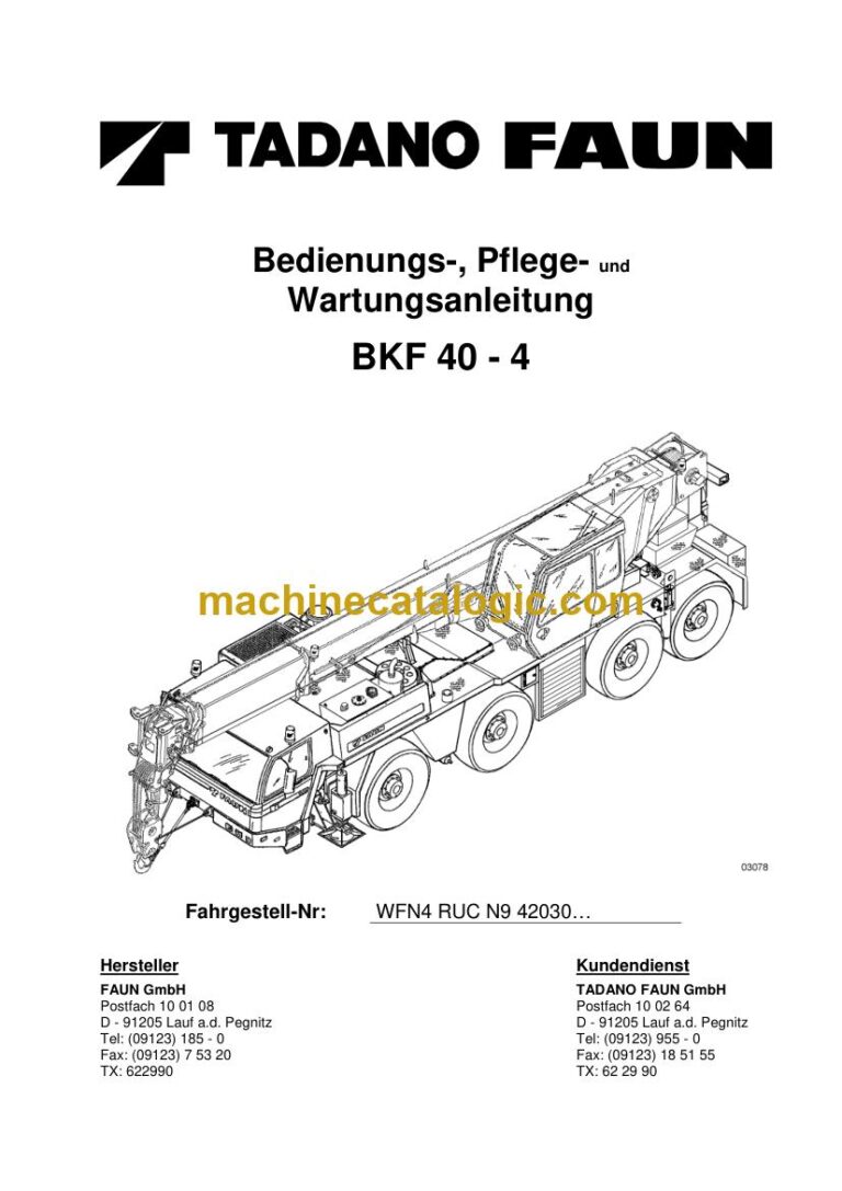 Tadano BKF 40-4 Recovery Crane Operator Manual