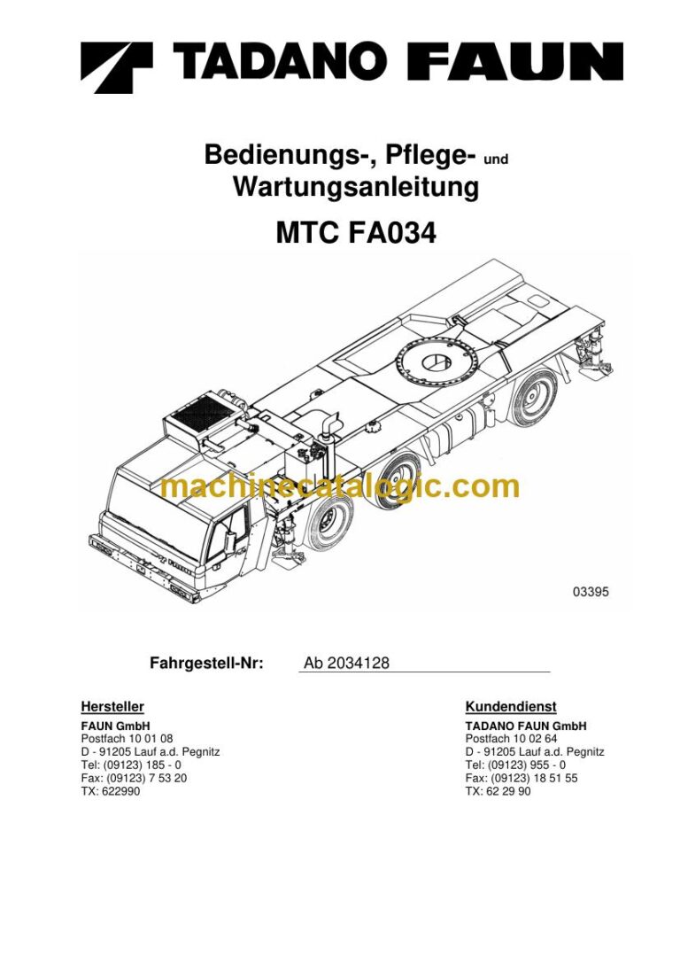 Tadano MTC FA034 Crane Carrier Operator Manual