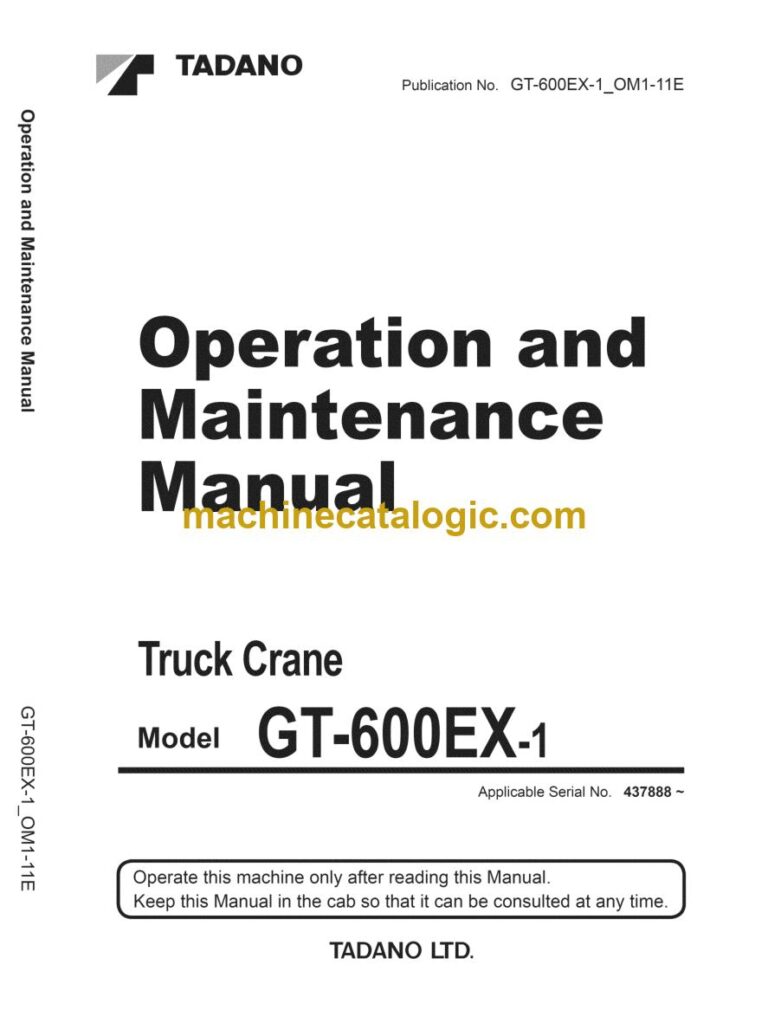 Tadano GT-600EX-1 Truck Crane Operator Manual