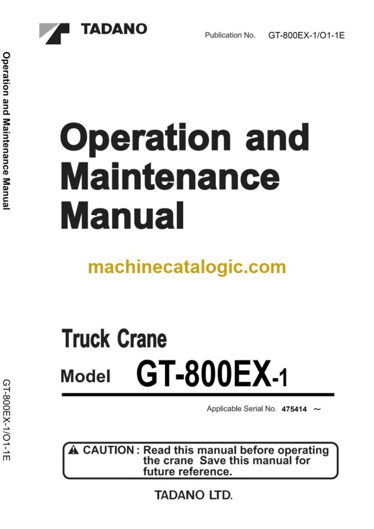 Tadano GT-800EX-1 Truck Crane Operator Manual