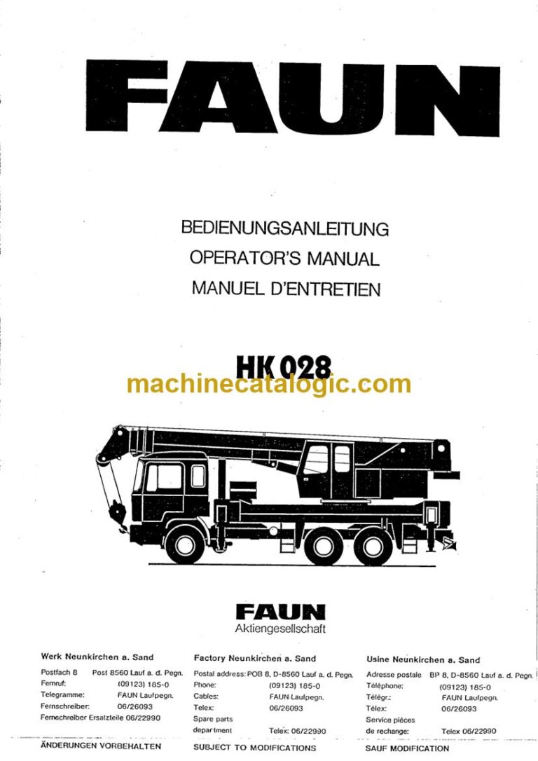 Tadano HK 028 Truck Crane Operator Manual