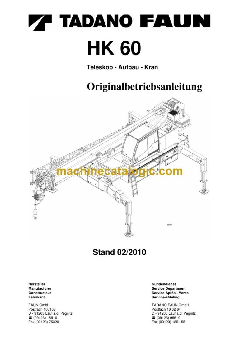 Tadano HK 60 Truck Crane Operator Manual