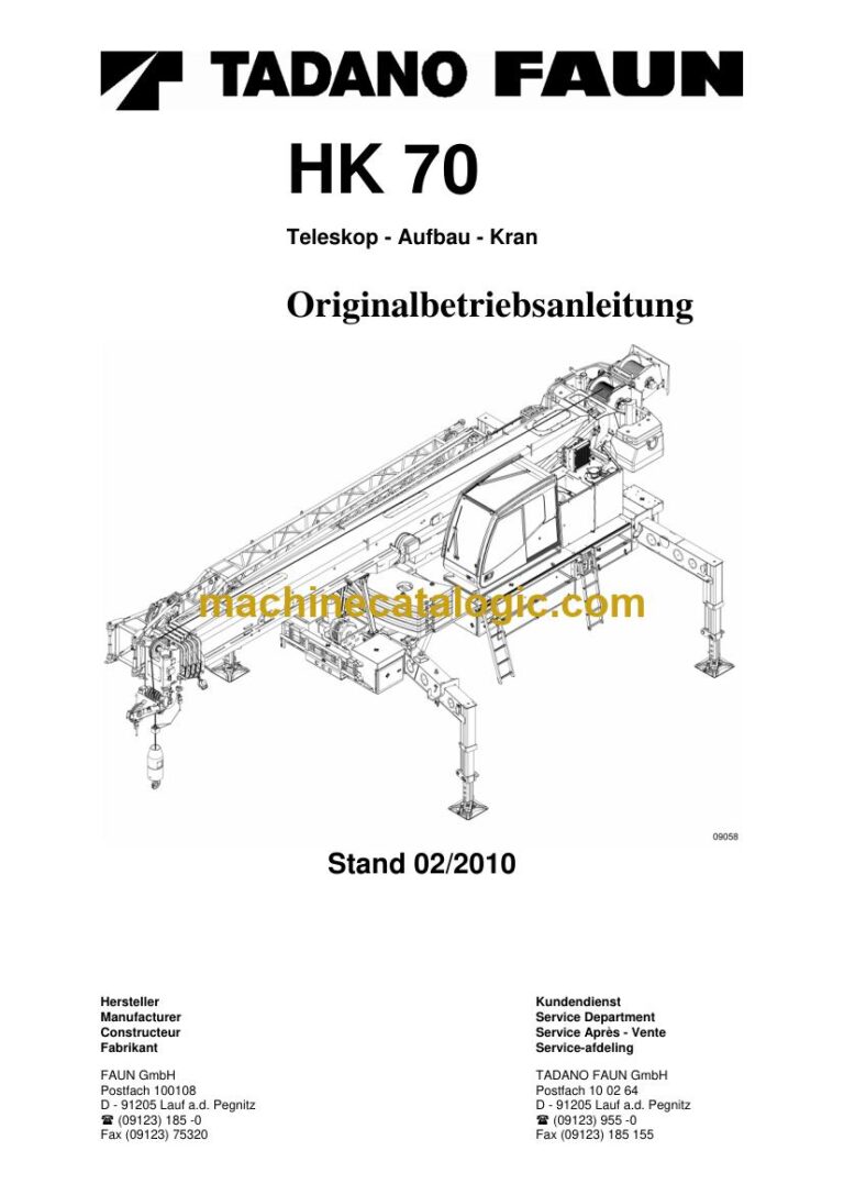 Tadano HK 70 Truck Crane Operator Manual