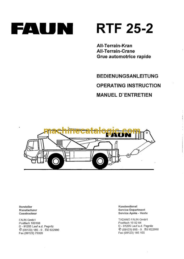 Tadano RTF 25-2 All Terrain Crane Operator Manual