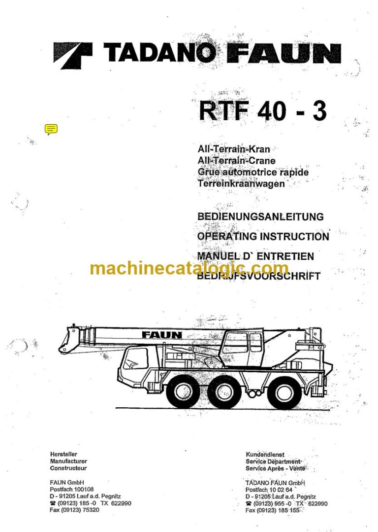 Tadano RTF 40-3 All Terrain Crane Operator Manual