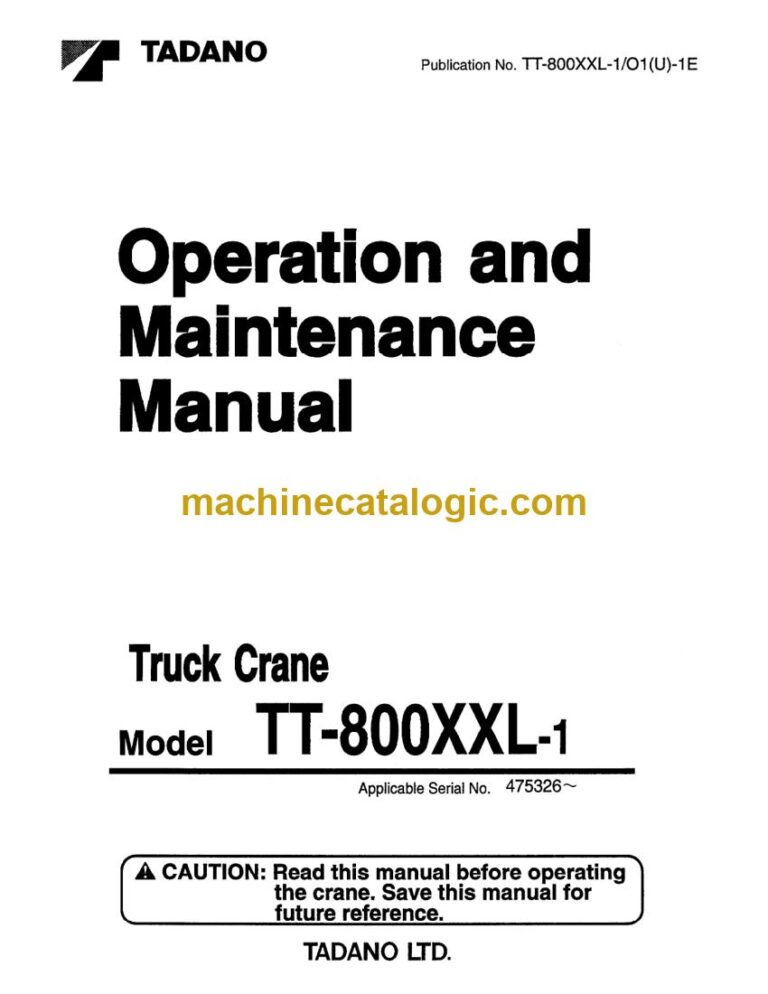 Tadano TT-800XXL-1 Truck Crane Operator Manual