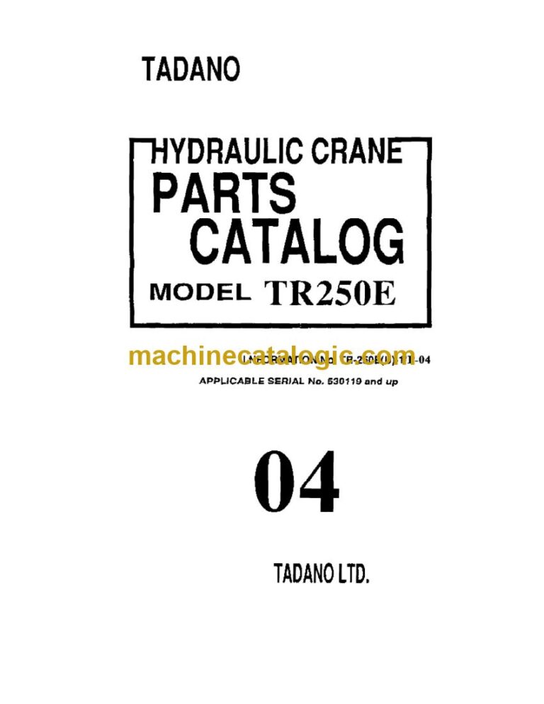 Tadano TR-250E Rough Terrain Crane Parts Manual