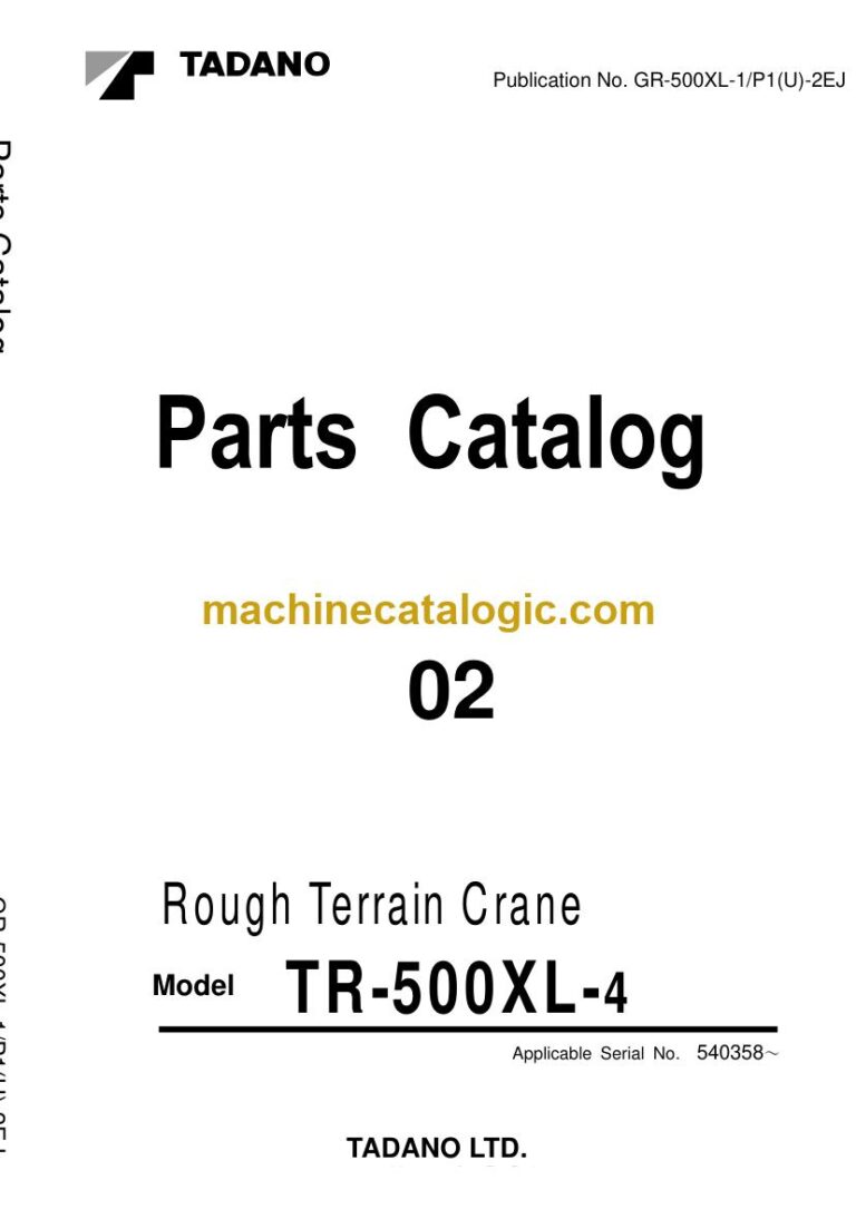 Tadano TR-500XL-4 Rough Terrain Crane Parts Manual