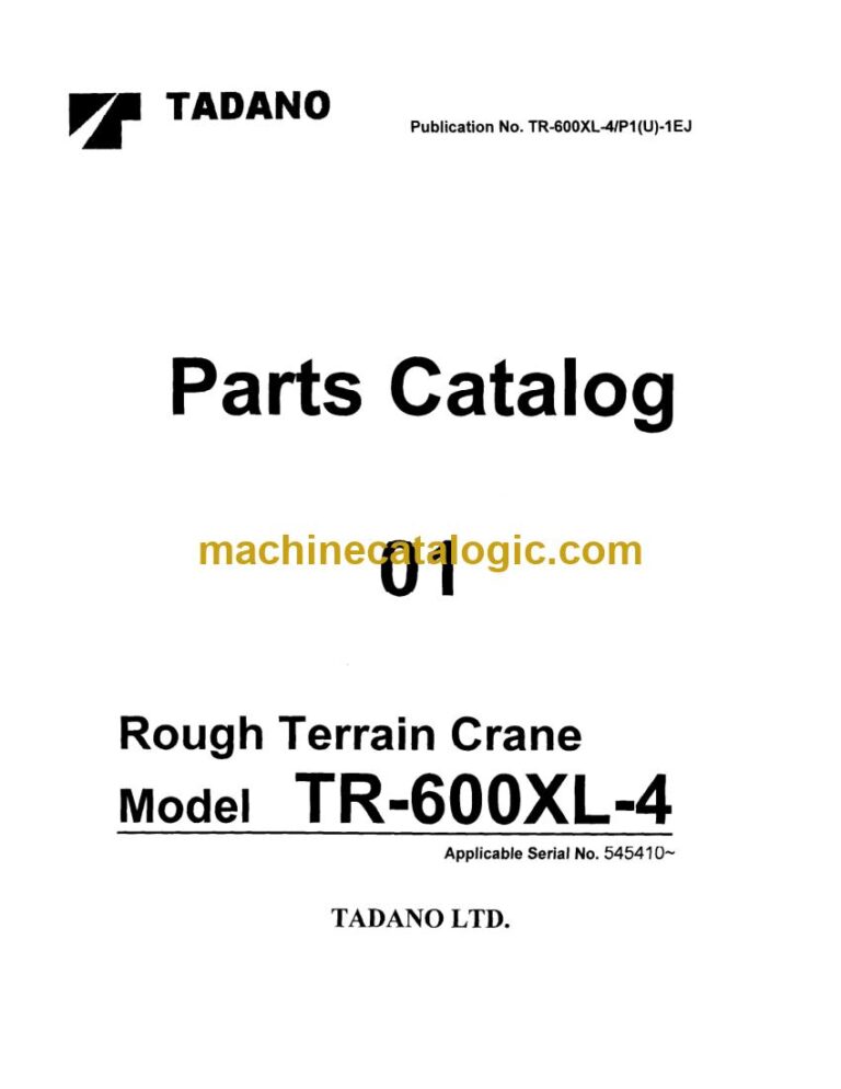 Tadano TR-600XL-4 Rough Terrain Crane Parts Manual