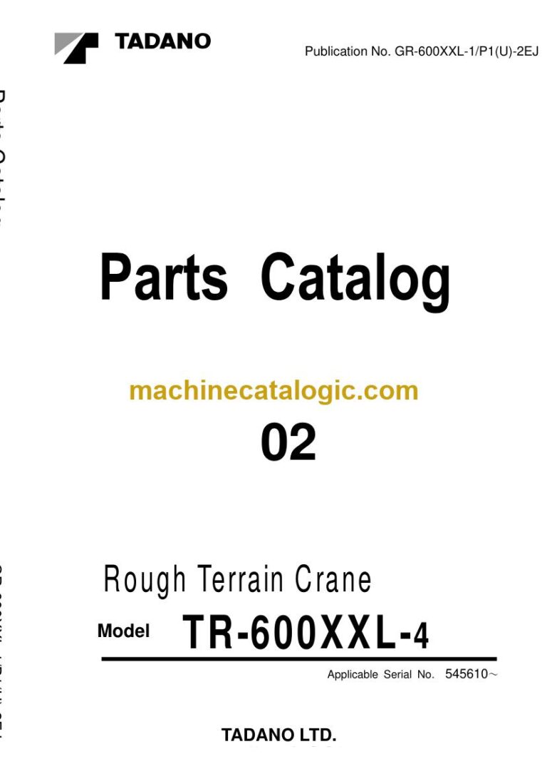 Tadano TR-600XXL-4 Rough Terrain Crane Parts Manual