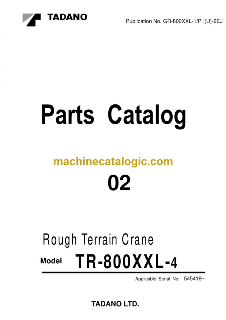 Tadano TR-800XXL-4 Rough Terrain Crane Parts Manual