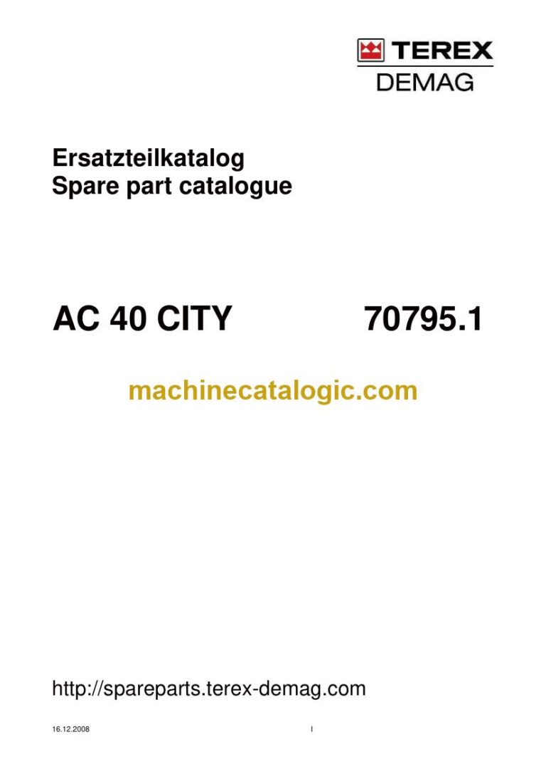 Demag AC 40 City All Terrain Crane Parts Manual