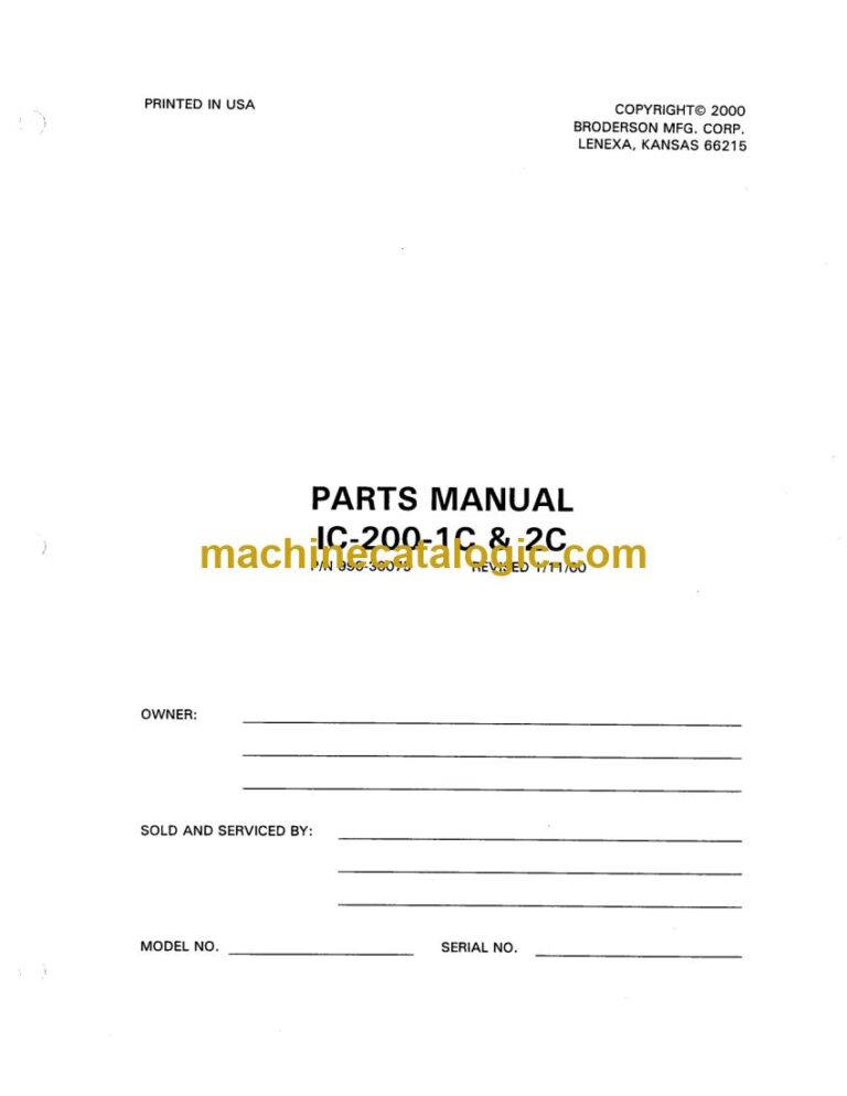 Broderson IC-200-1C Pick and Carry Crane Parts Manual