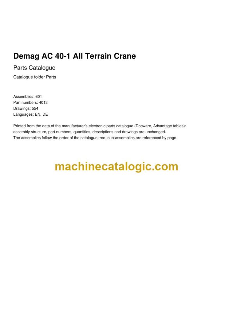 Demag AC 40-1 All Terrain Crane Parts Manual