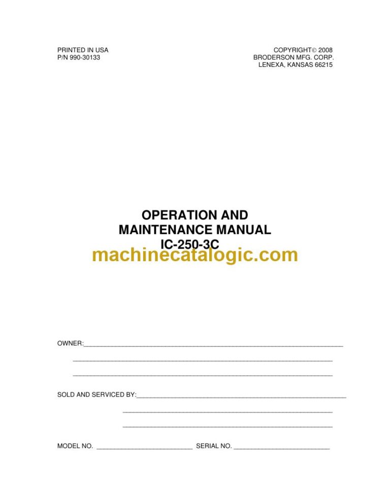 Broderson IC-250-3C Pick and Carry Crane Operation and Maintenance Manual