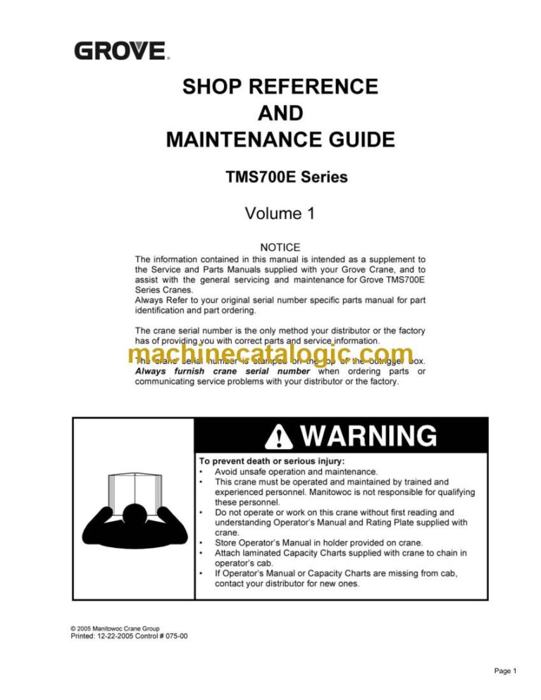 Grove TMS700E Truck Crane Maintenance Manual