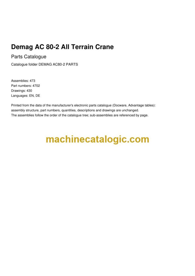 Demag AC 80-2 All Terrain Crane Parts Manual