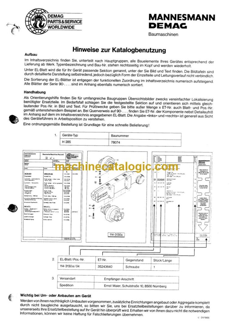 Demag CC 4800 Crawler Crane Parts Manual