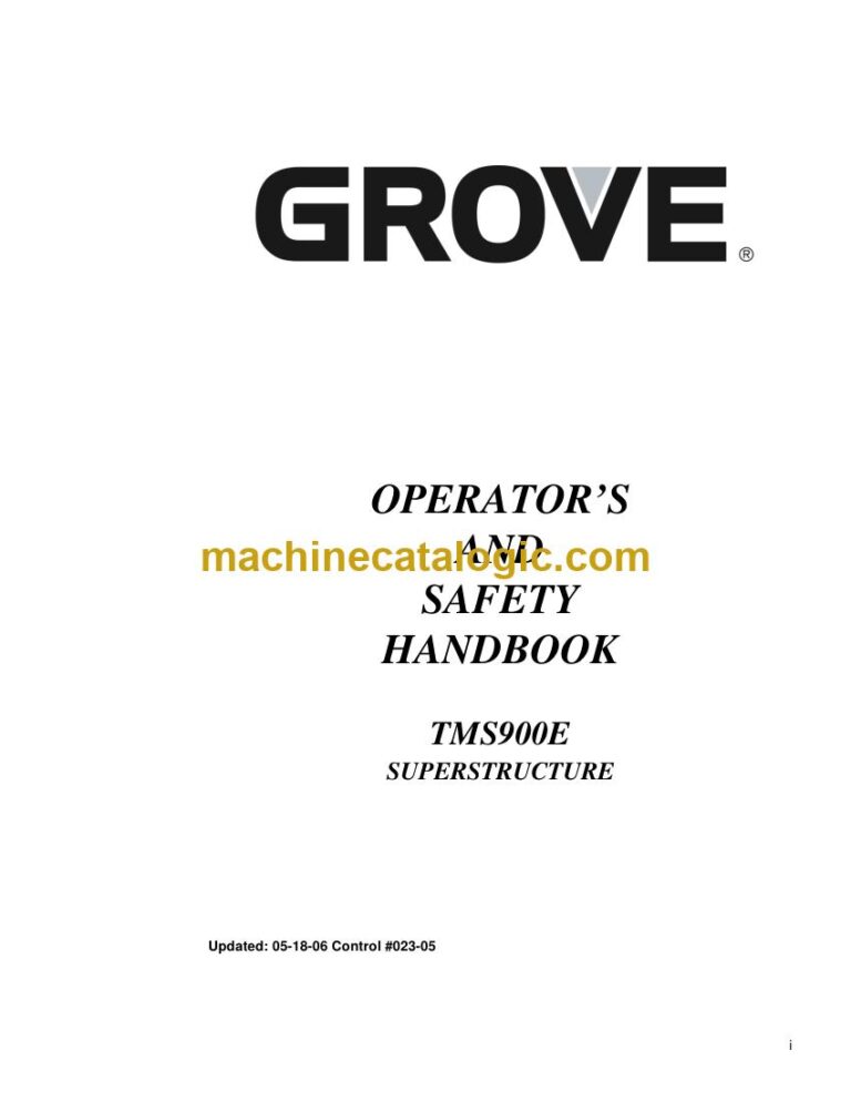 Grove TMS900E Truck Crane Full Manual (Operator, Parts, Service, Schematics)