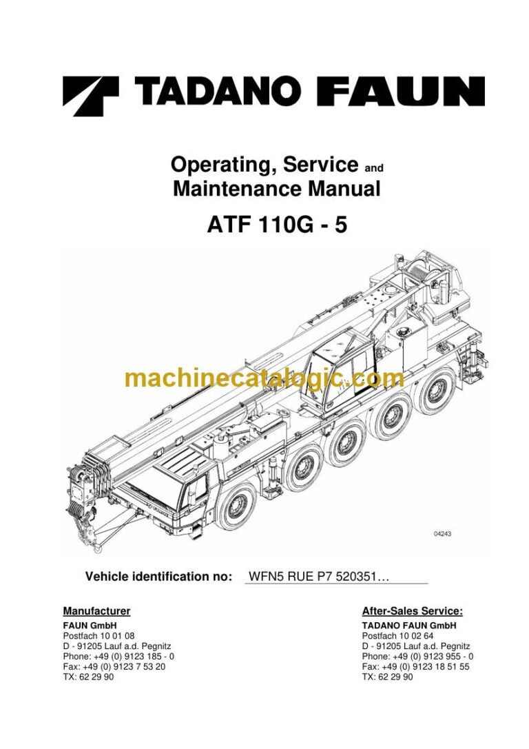 Tadano ATF 110G-5 All Terrain Crane Full Manual (Operator, Parts, Service, Schematics)