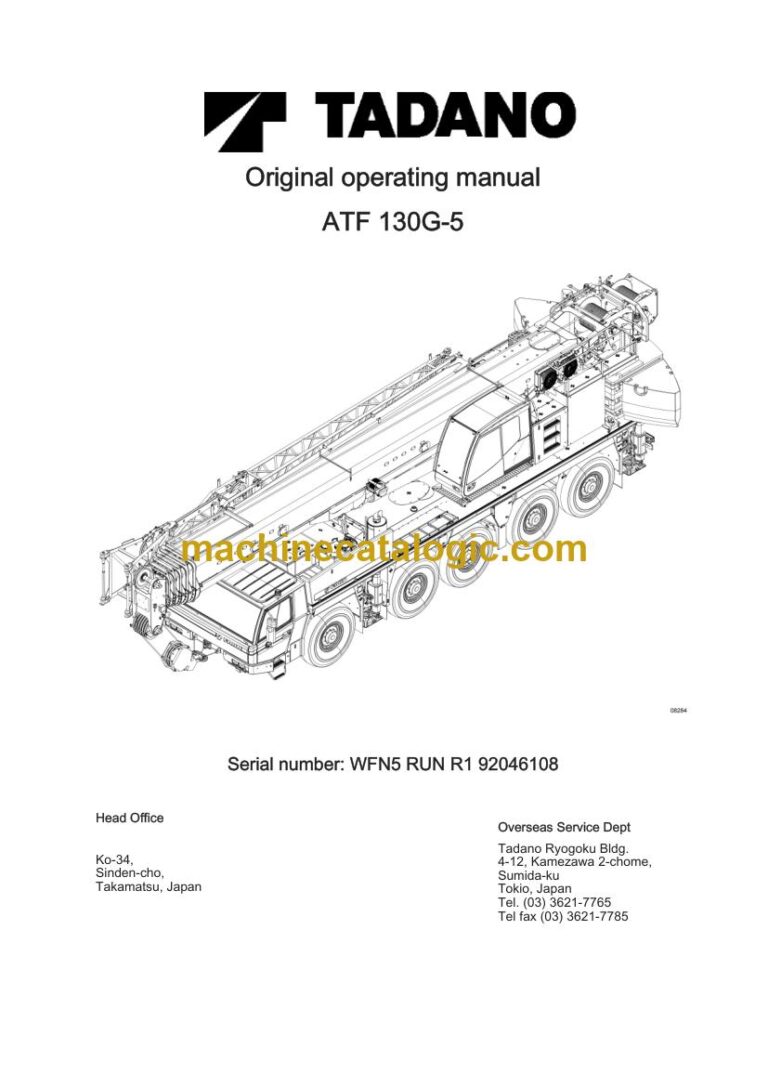 Tadano ATF 130G-5 All Terrain Crane Full Manual (Operator, Parts, Service, Schematics)
