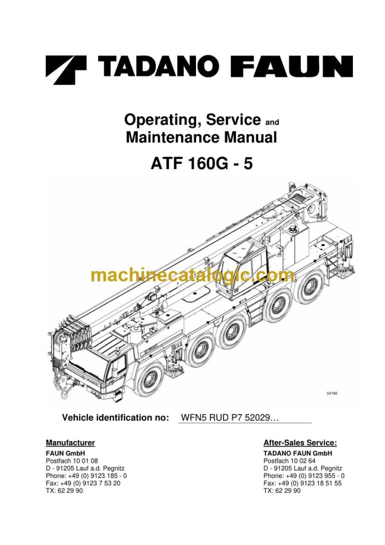 Tadano ATF 160G-5 All Terrain Crane Full Manual (Operator, Parts, Service, Schematics)