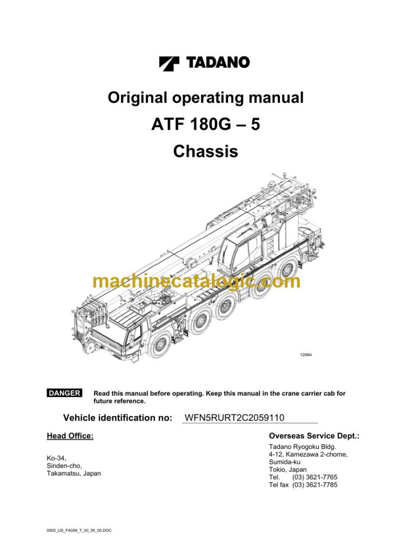 Tadano ATF 180G-5 All Terrain Crane Full Manual (Operator, Parts, Schematics)