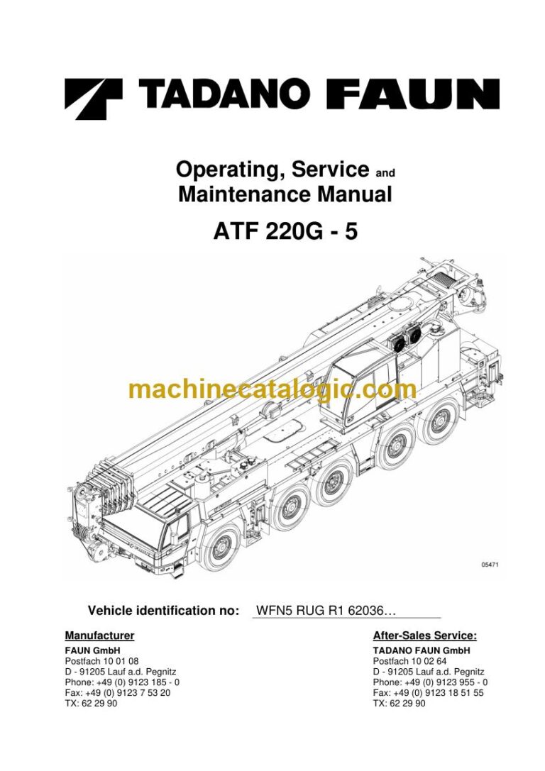 Tadano ATF 220G-5 All Terrain Crane Full Manual (Operator, Parts, Service, Schematics)