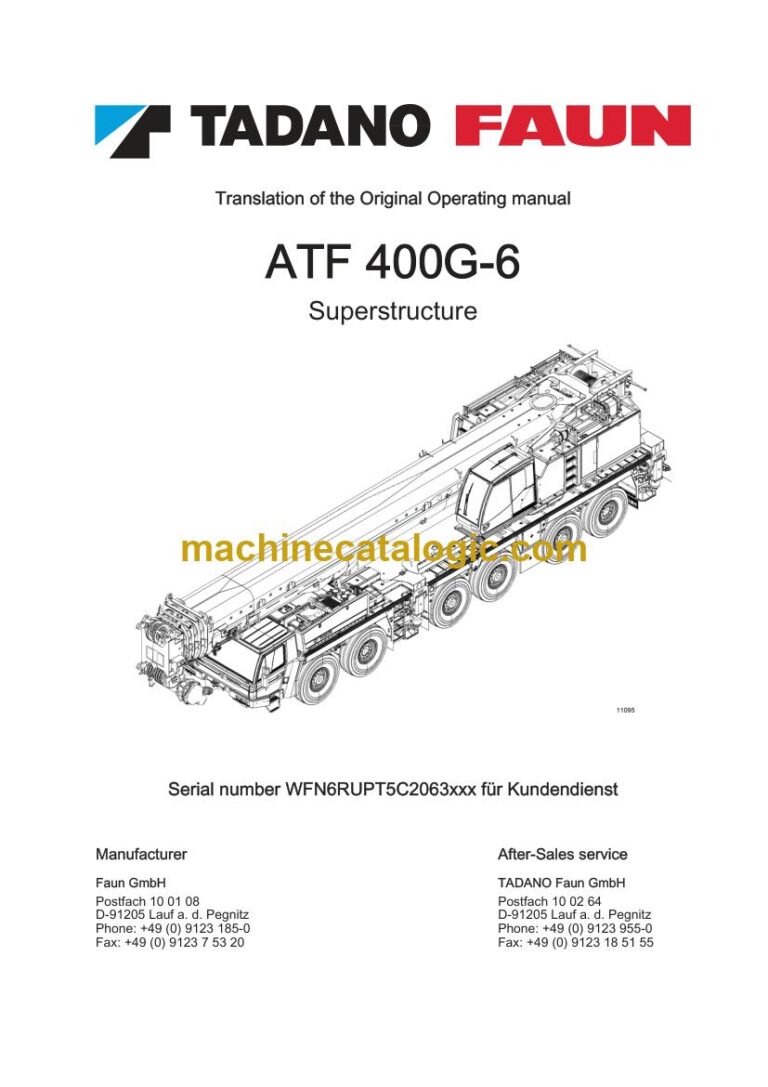 Tadano ATF 400G-6 All Terrain Crane Full Manual (Operator, Parts, Schematics)