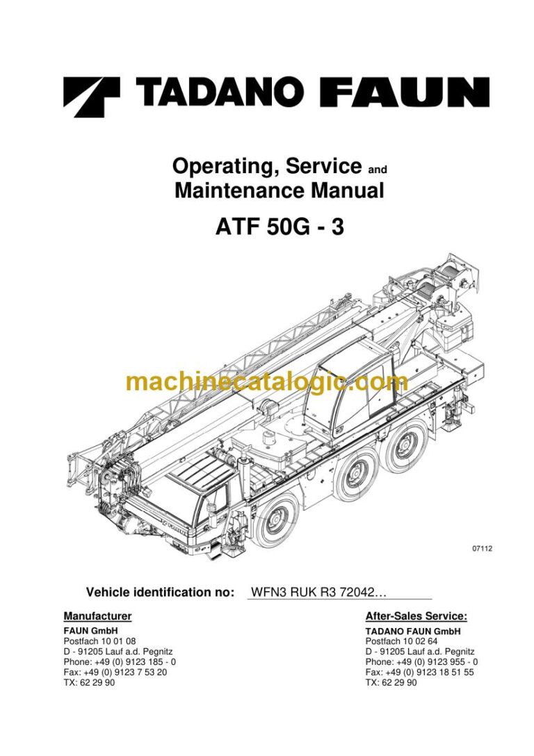 Tadano ATF 50G-3 All Terrain Crane Full Manual (Operator, Parts, Service, Schematics)