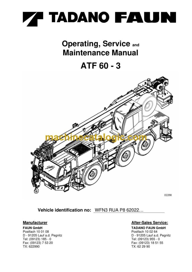 Tadano ATF 60-3 All Terrain Crane Full Manual (Operator, Parts, Schematics)
