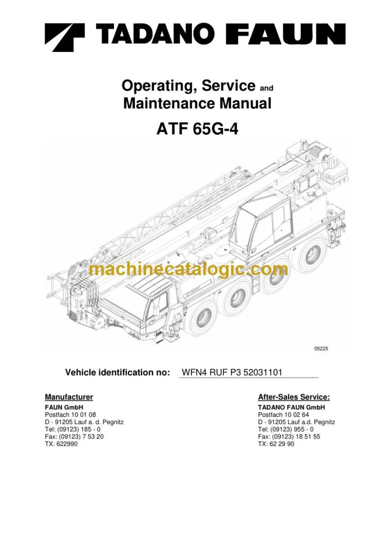 Tadano ATF 65G-4 All Terrain Crane Full Manual (Operator, Parts, Service, Schematics)